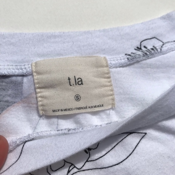 T.la Anthropologie White Floral Print Peplum Shirt - Picture 5 of 6